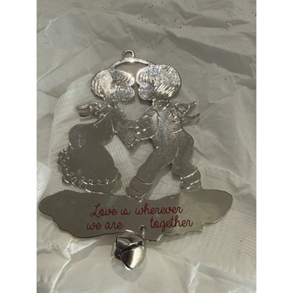 2016 Gloria  DUCHIN Xmas Ornament silver couple jingle bell 3" Love